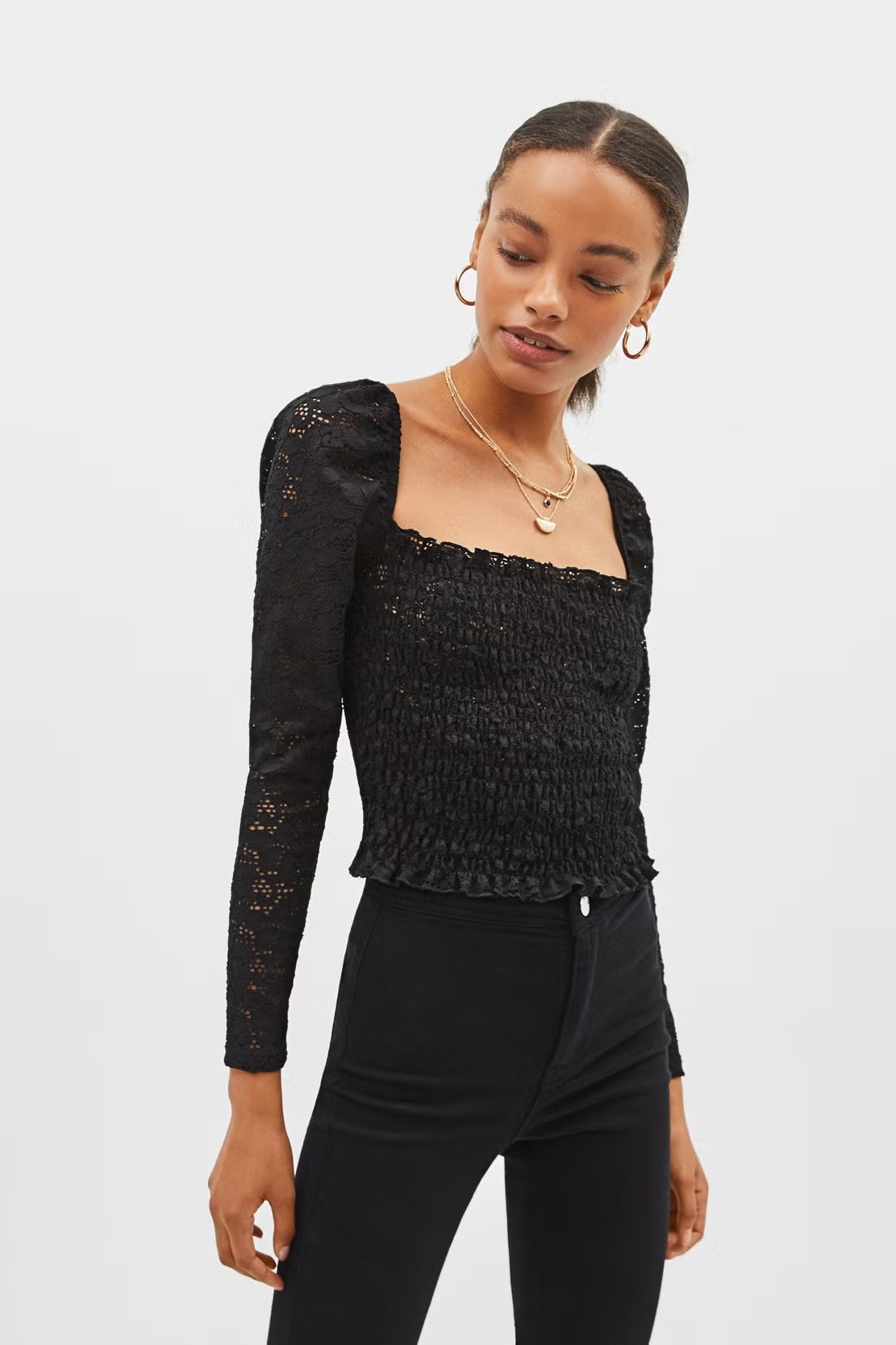 Áo chun đen Bershka