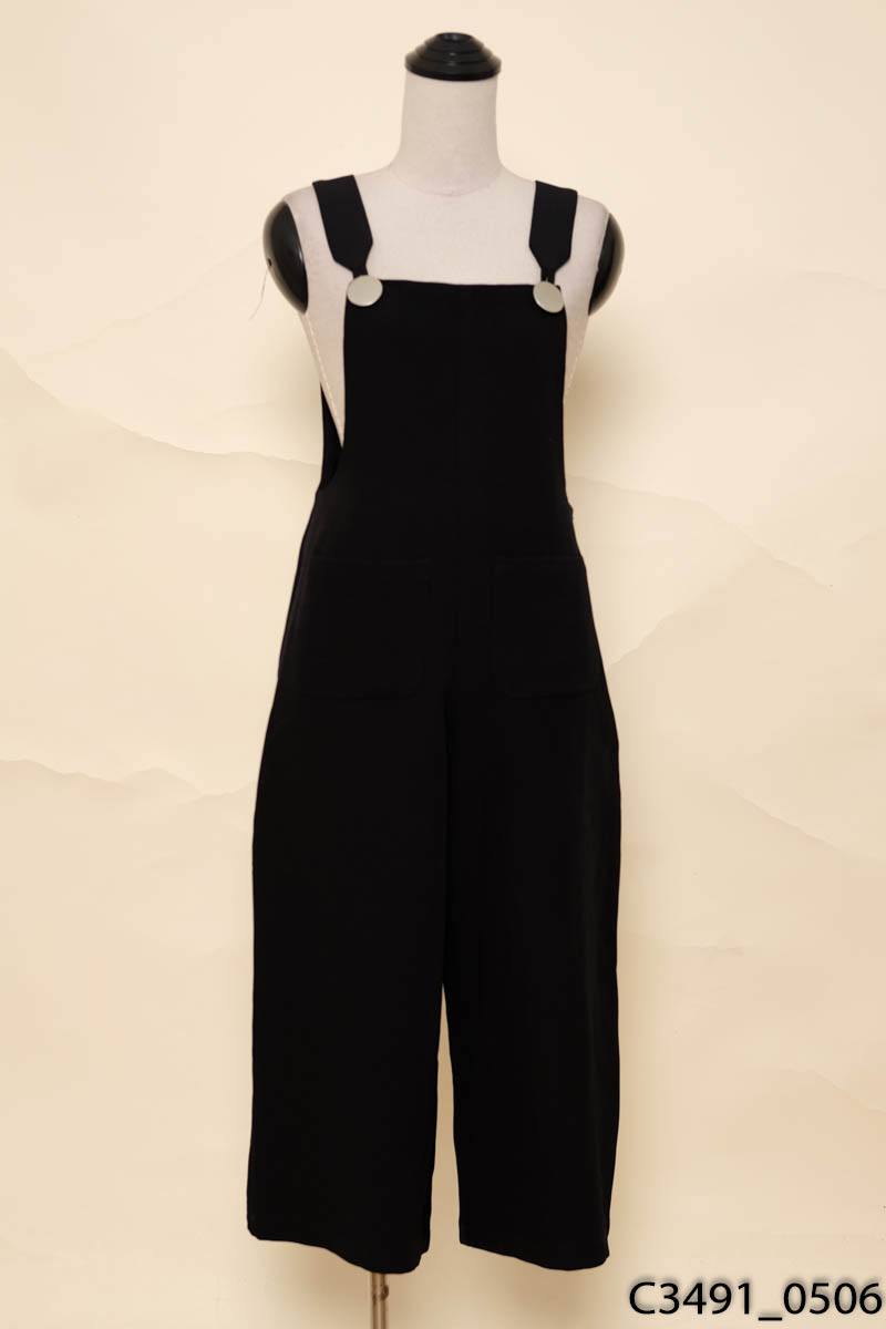 HSTYLE - Quần yếm vải đen