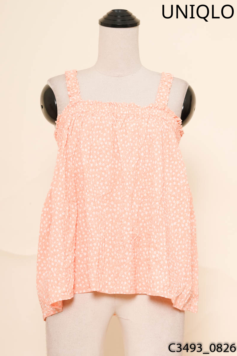Áo 2 dây cam hoa nhí trắng Uniqlo