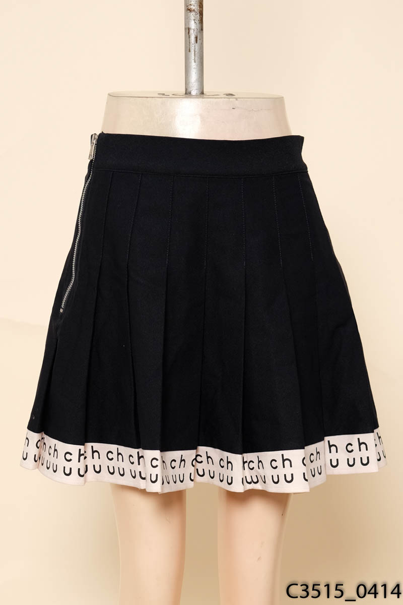 CHUU - Chân váy xanh than xếp ly