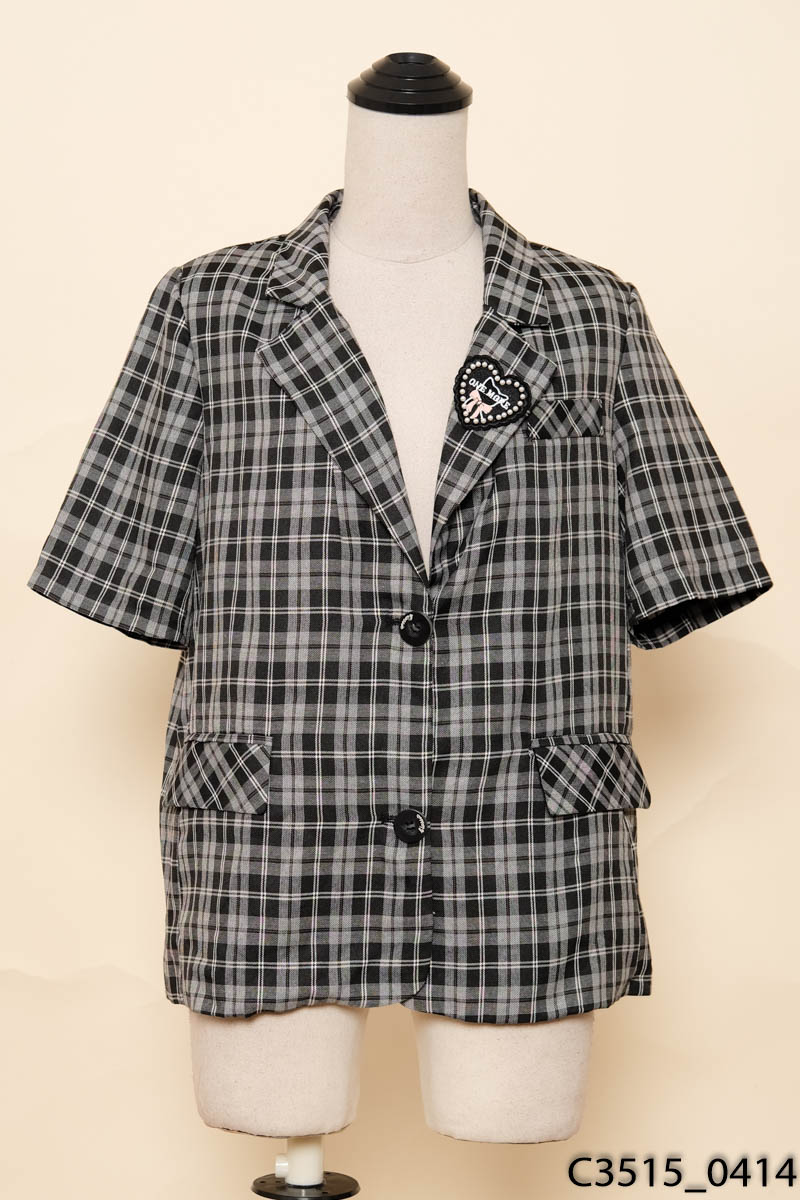 Áo khoác vest kẻ ca rô đen
