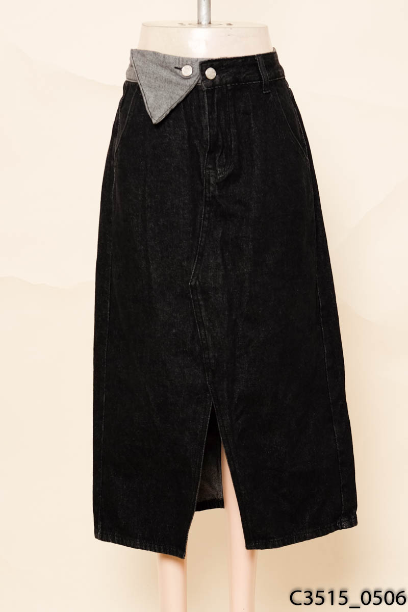 CM JEANS-Chân váy đen phối cạp New Tags