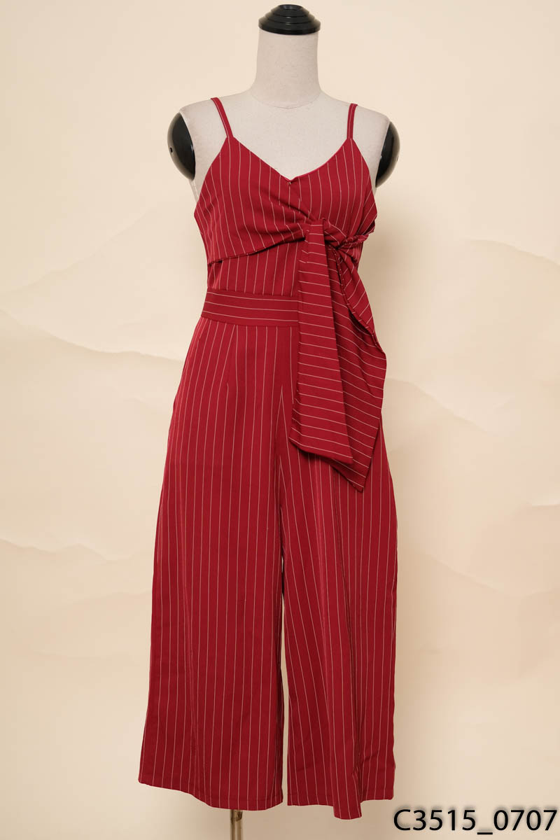 Jumpsuits đỏ kẻ 2 dây