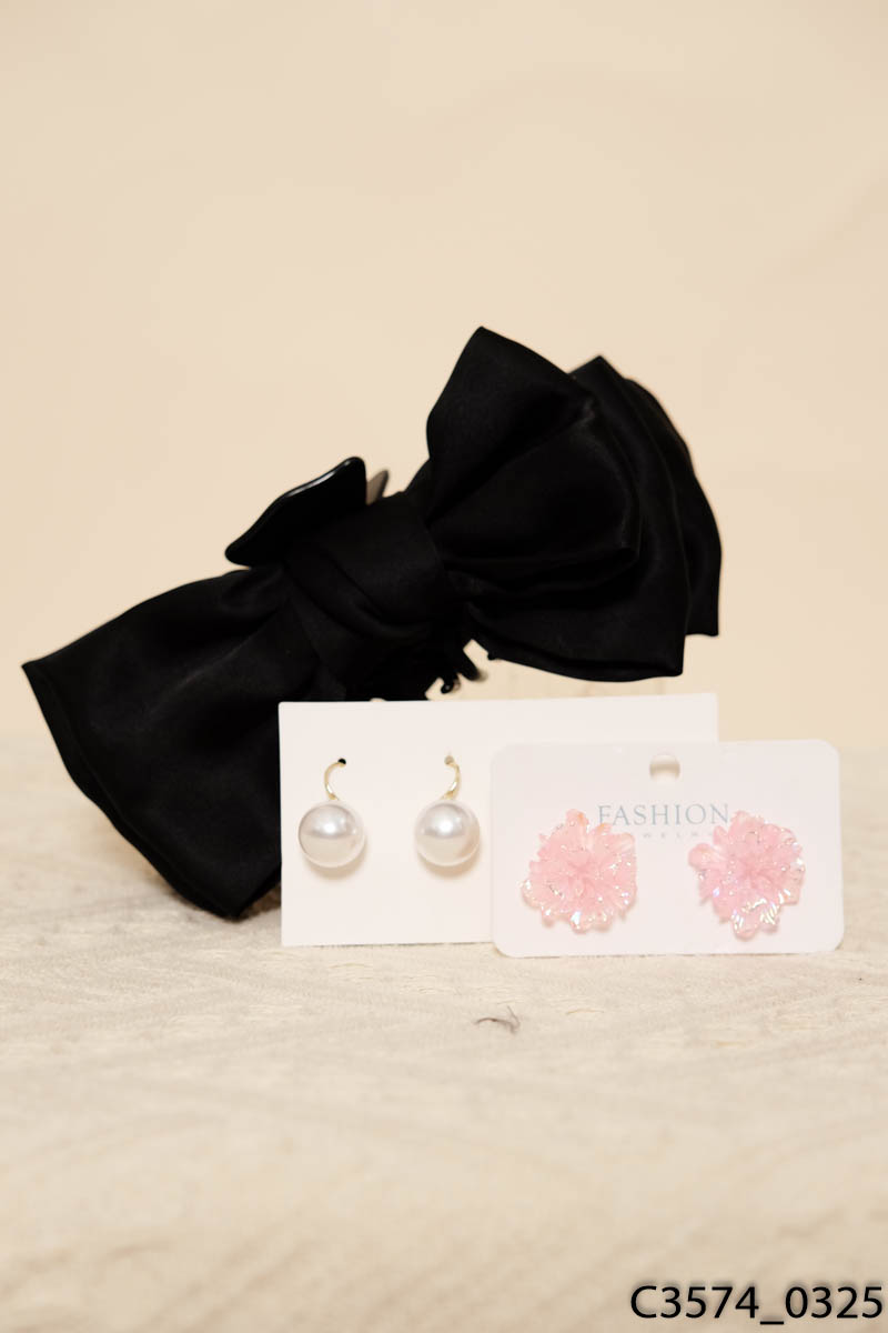 Set 3 món kèp tóc + 2 bông tai