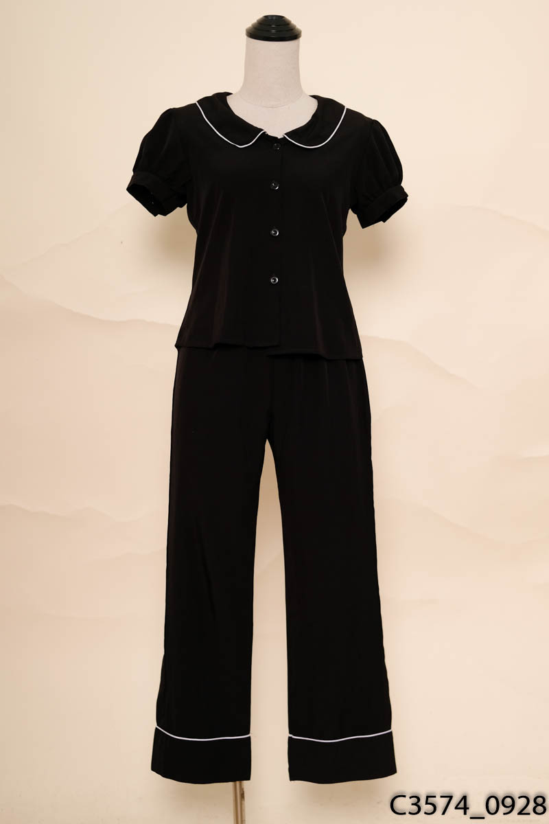 Set áo đen cộc tay + quần Forever 21