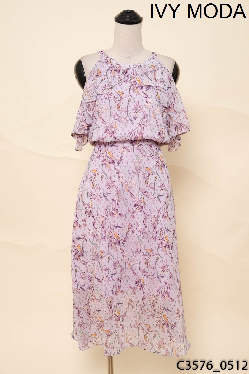 Đầm tím hở vai IVY MODA