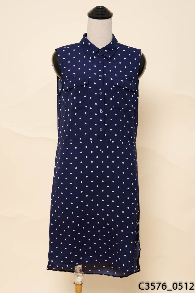 Đầm xanh than chấm bi trắng Uniqlo