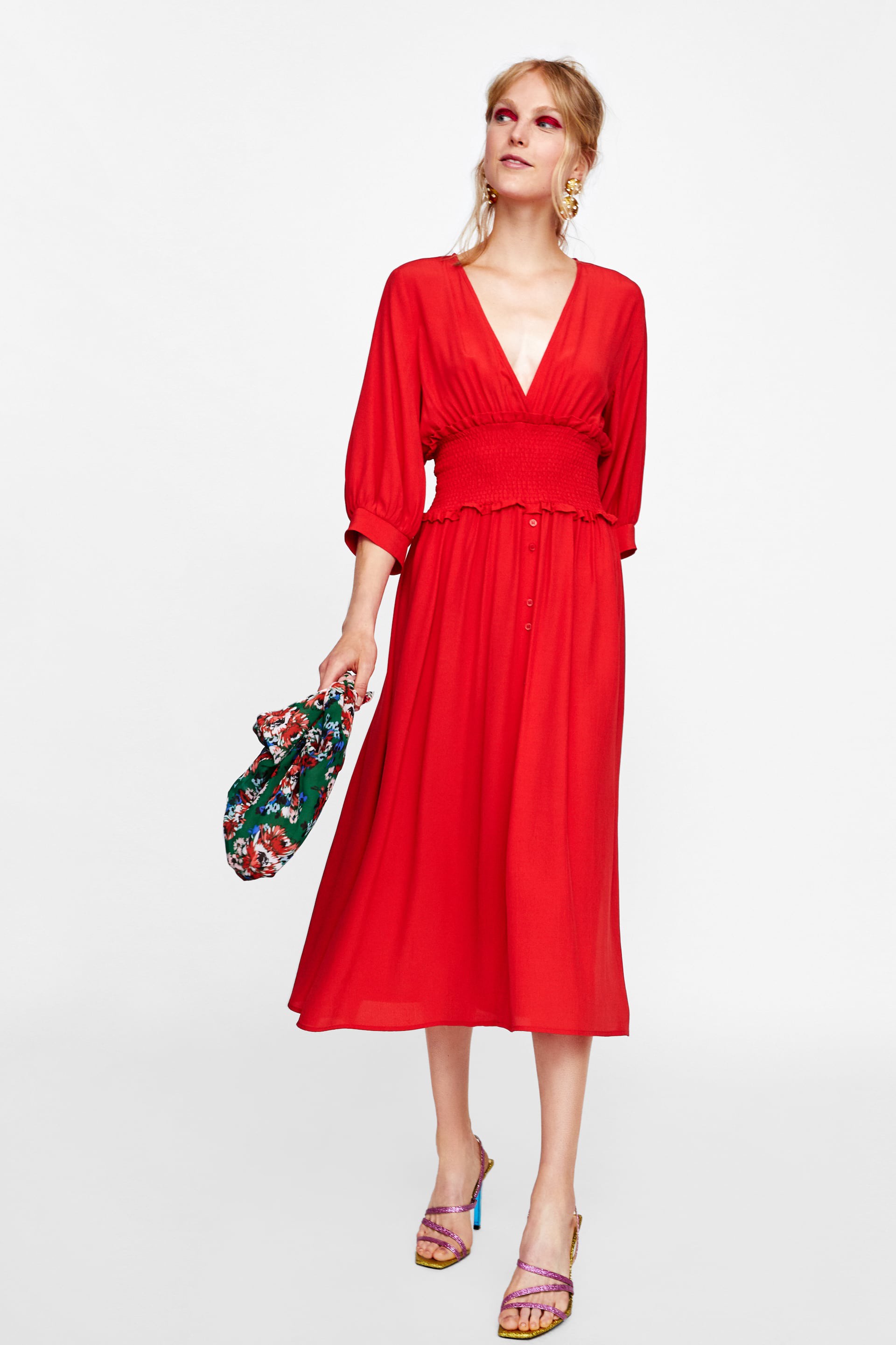Đầm đỏ chun eo Zara