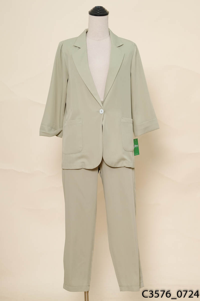 LECI - Set áo khoác vest xanh + Quần baggy