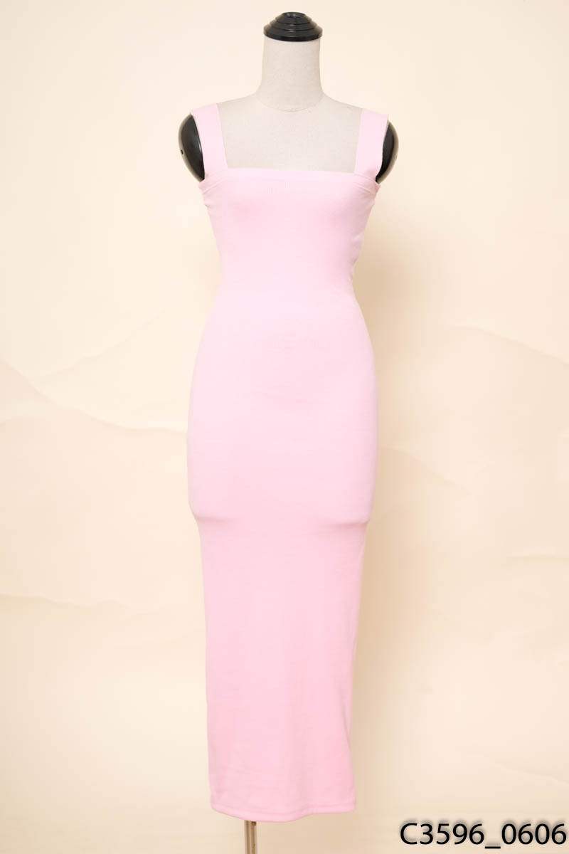 Đầm 2 dây hồng dáng ôm