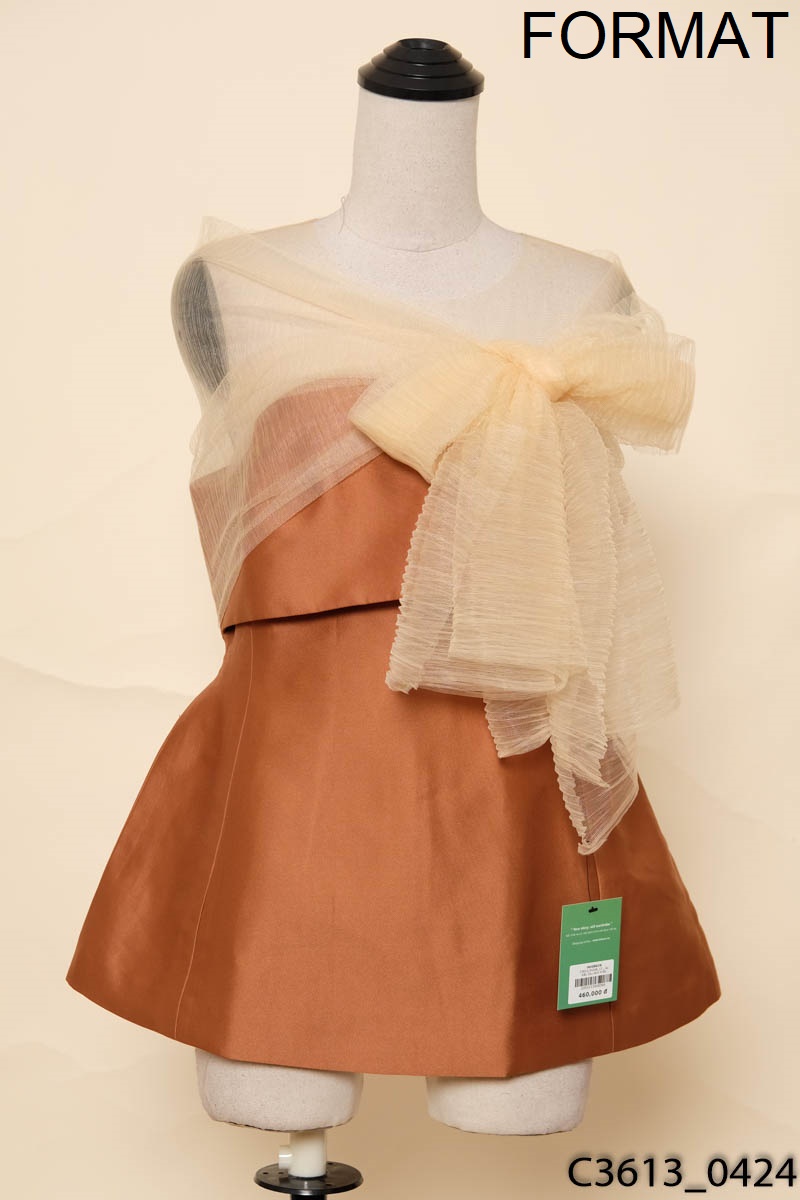 Áo kiểu nâu kèm khăn quàng cổ format New Tags