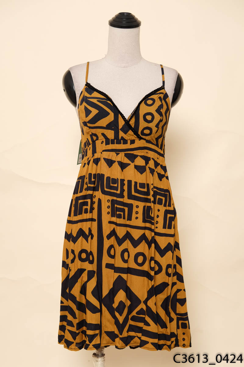 OAKRIDGE - Đầm 2 dây vàng họa tiết New Tags
