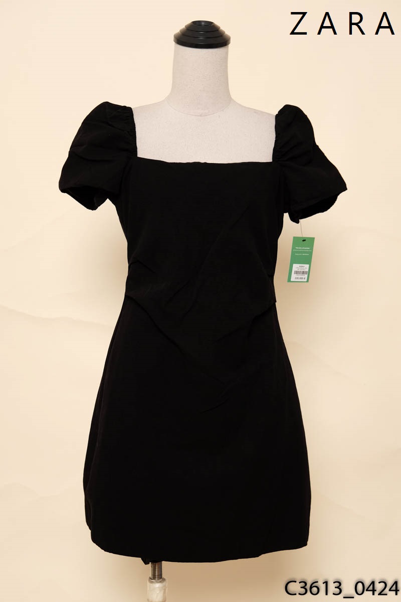 Đầm đen 2 dây bản to hở lưng Zara
