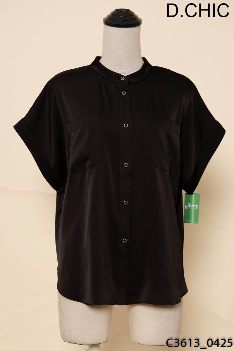 Áo sơ mi đen cộc tay D.Chic
