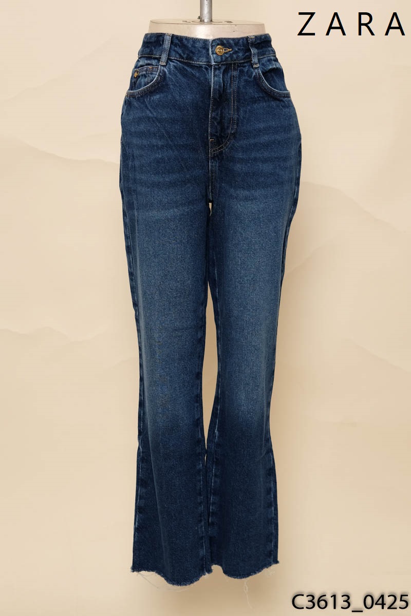 Quần jean xanh xước gấu Zara