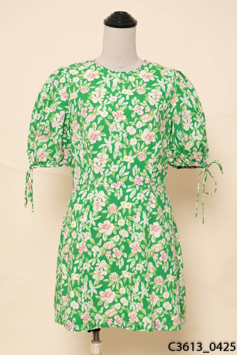 Đầm xanh phối hoa trắng D.Wear