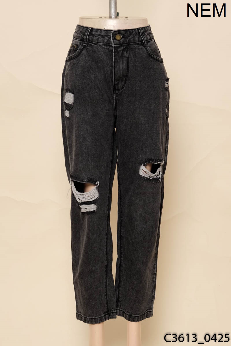 Quần jeans xám rách gối NEM