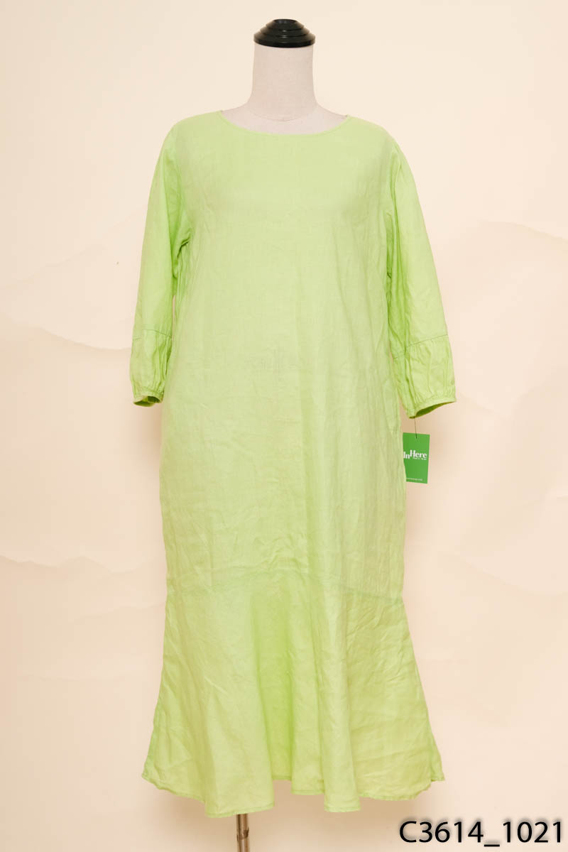 Đầm linen xanh dáng suông