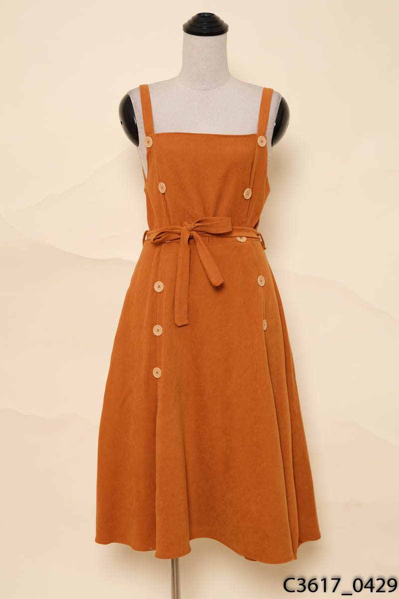 DESIGNED BY THE TWENTY-Đầm nâu cam 2 dây