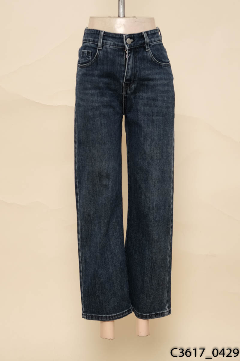 Quần jeans xanh bạc suông