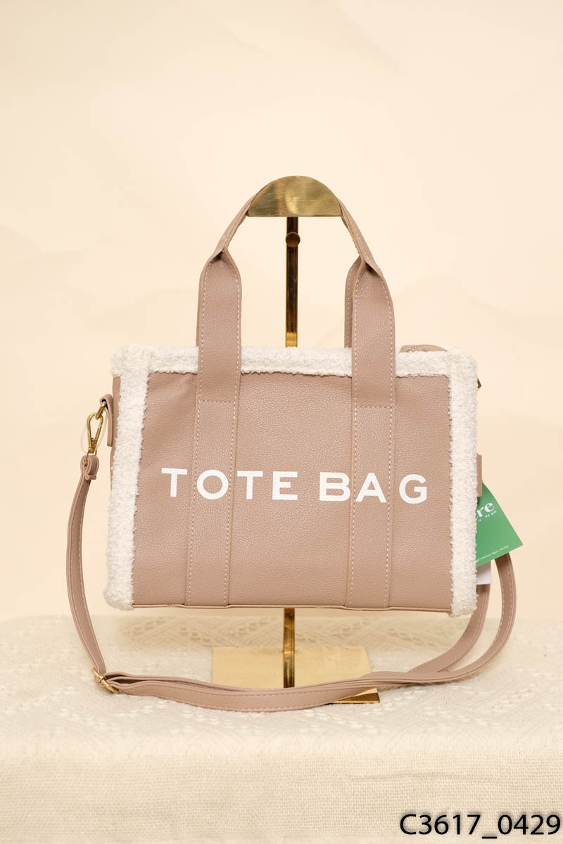 LEULEU ACCESSORIZE-Túi da be phối lông New Tags