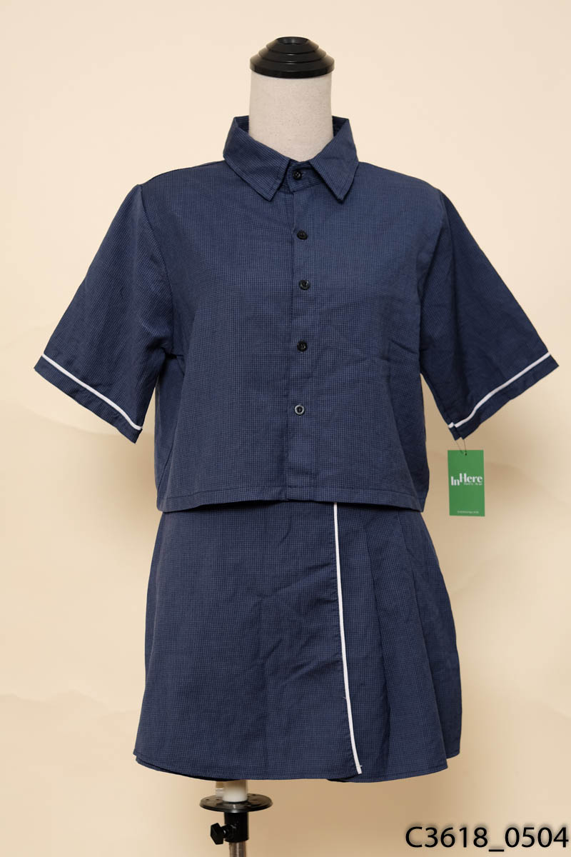 Set áo xanh + quần váy