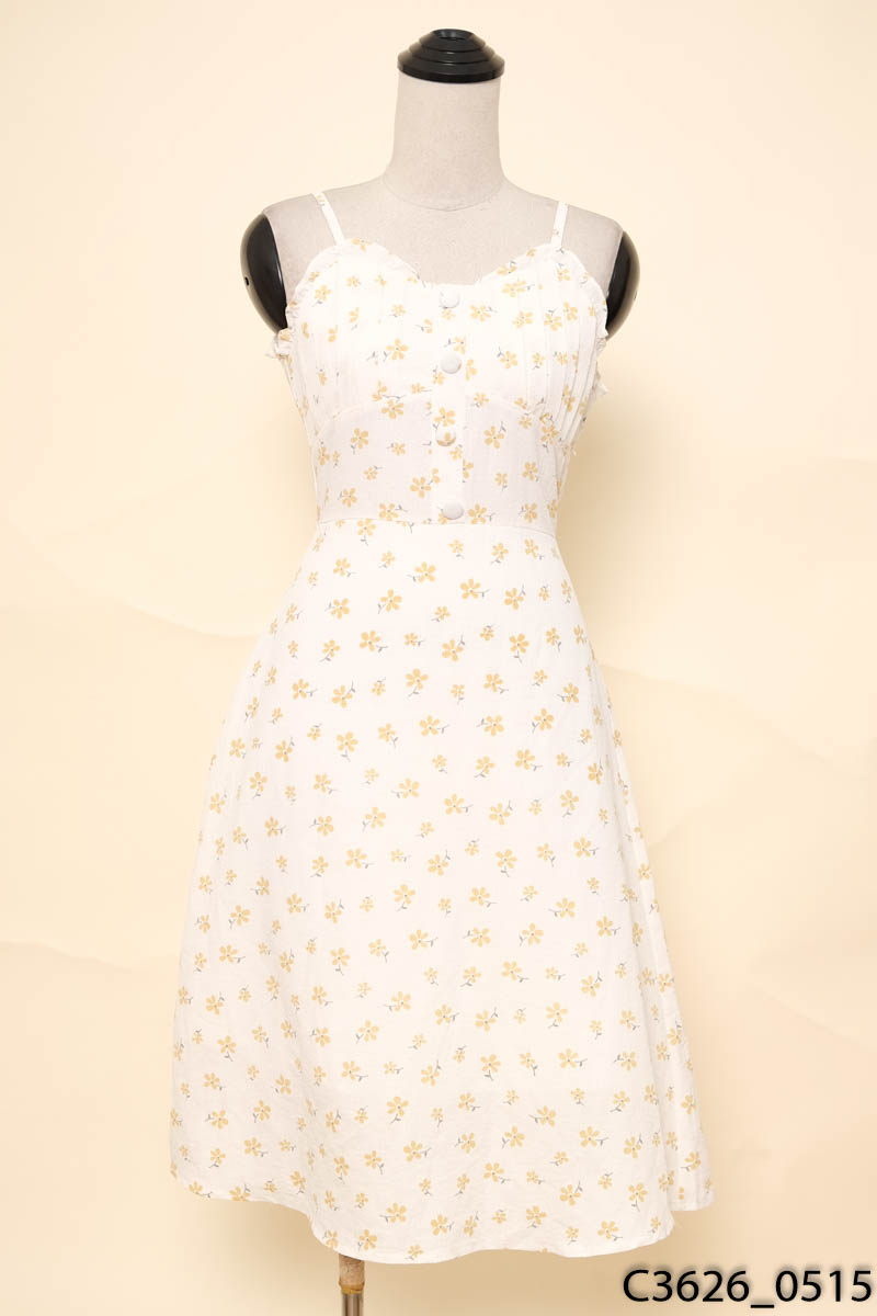 TUTU STORE - Đầm 2 dây be họa tiết hoa