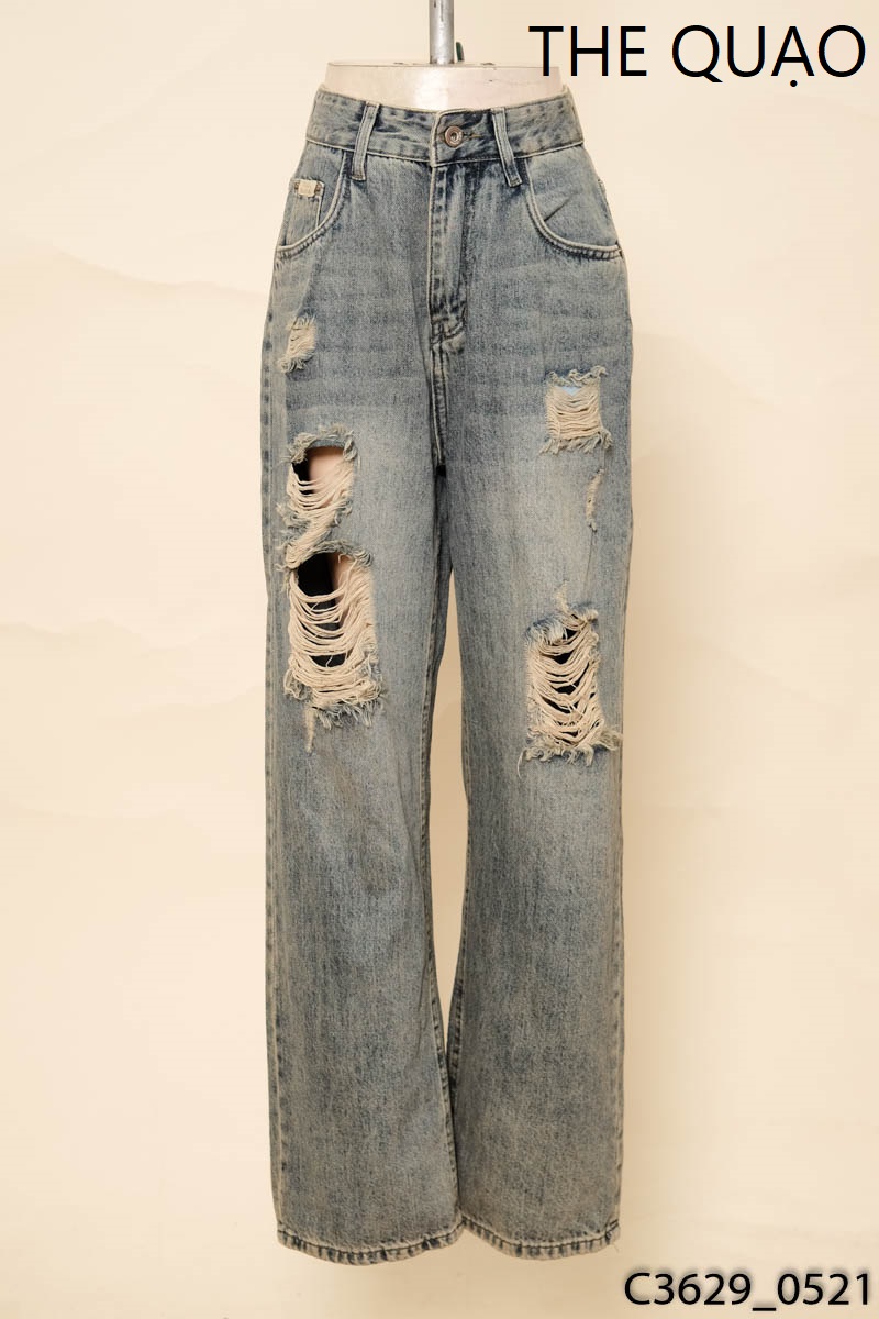 THE QUẠO-Quần jeans xanh retro