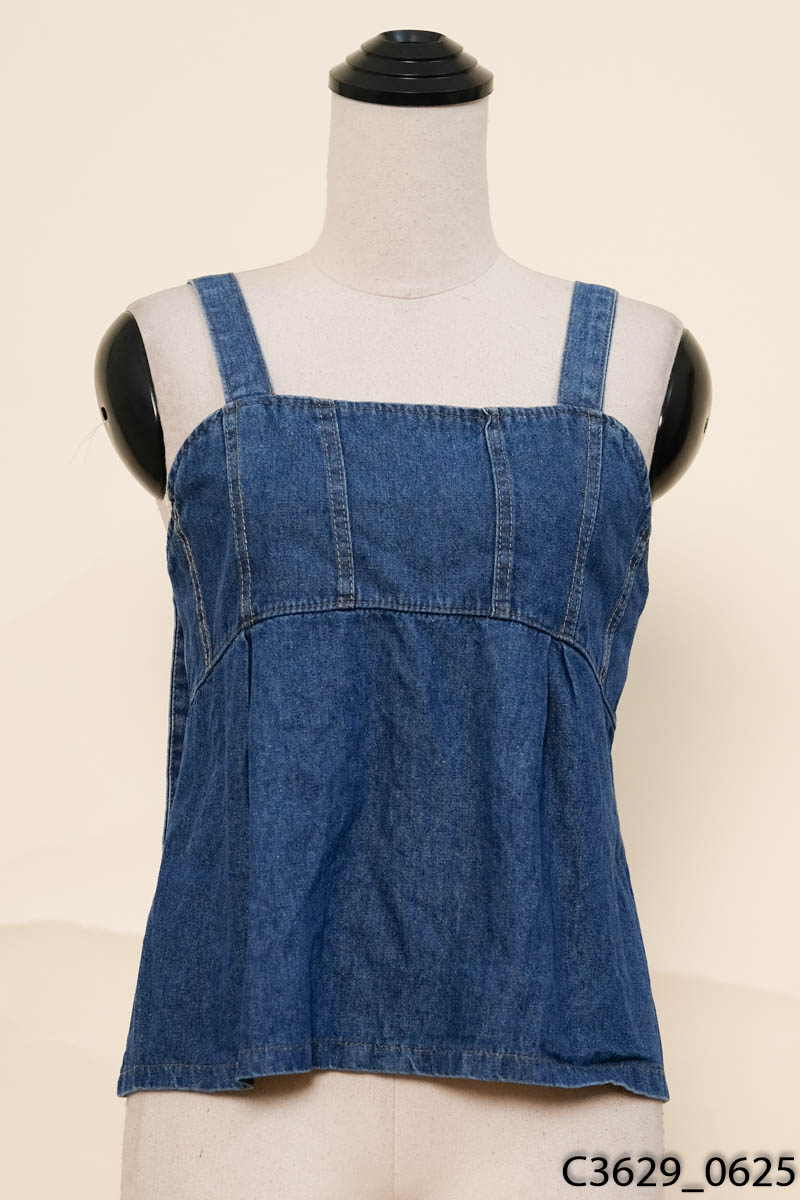 Áo 2 dây jeans xanh