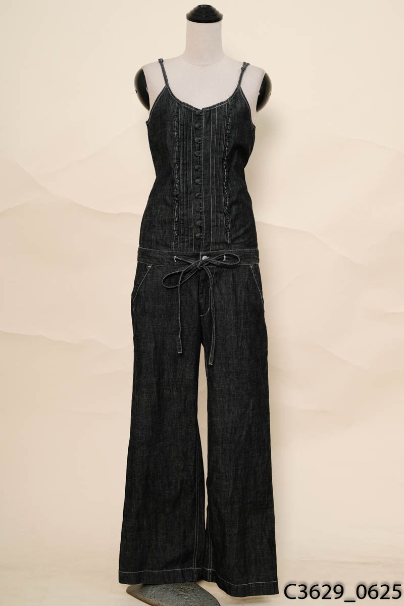 Jumpsuits jeans 2 dây đen