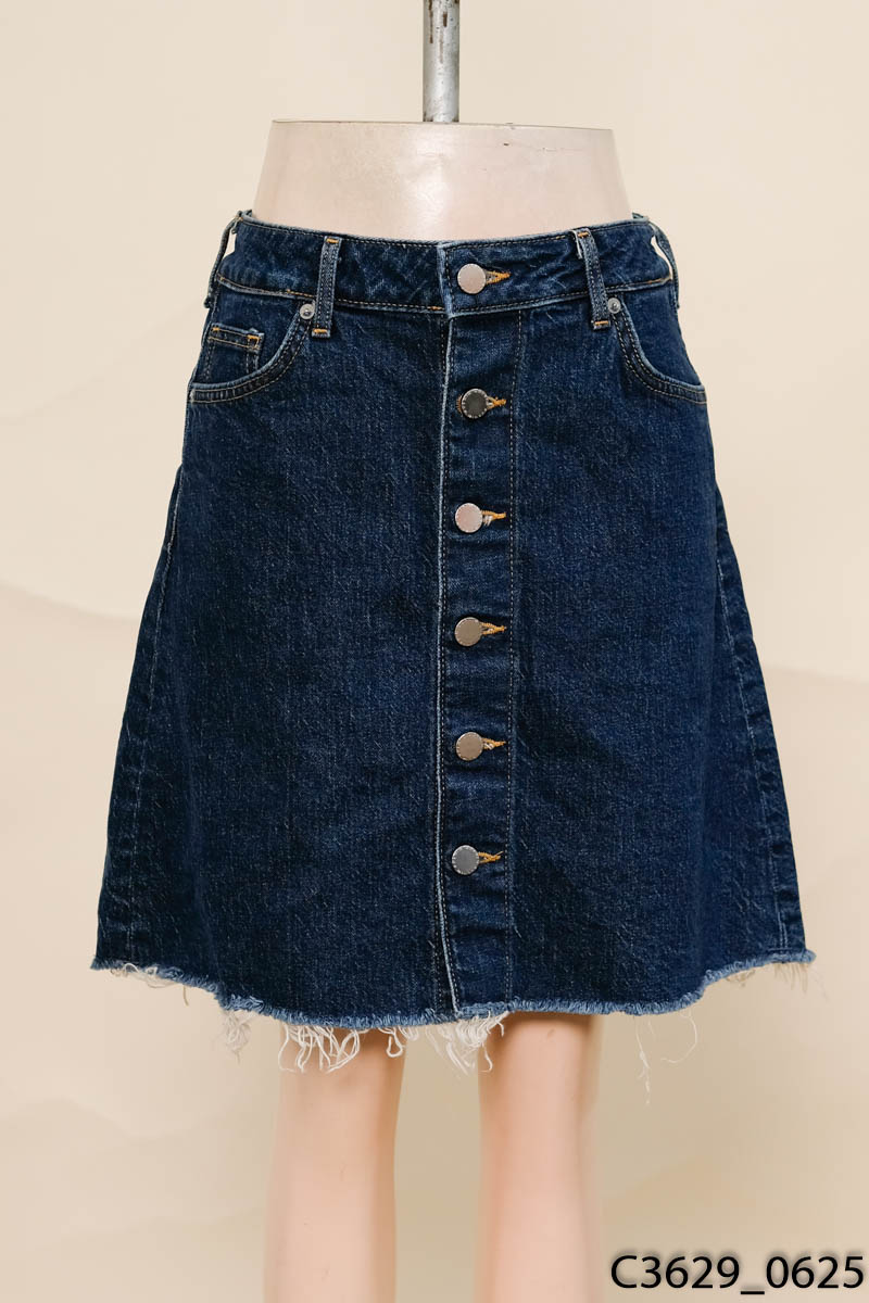 Chân váy jeans xanh cúc dọc HM