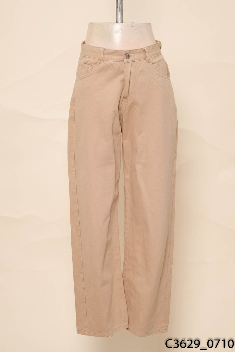 Quần jeans be nâu ống rộng