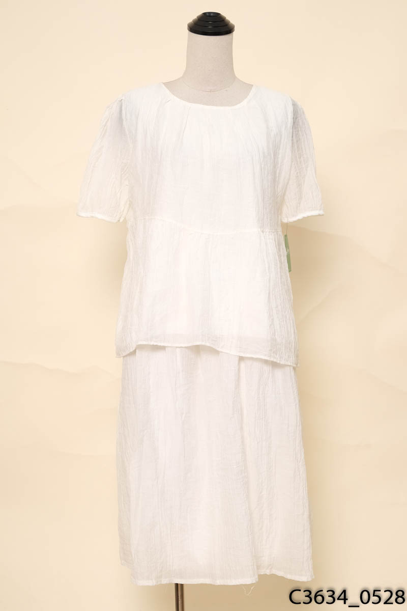 Set áo bầu babydoll be + chân váy be dáng xòe