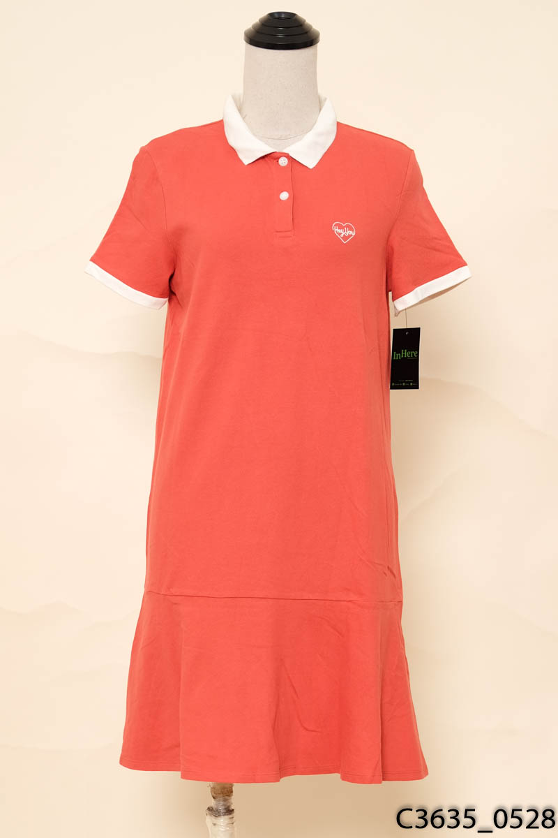 GIORDANO-Đầm cam cổ trắng