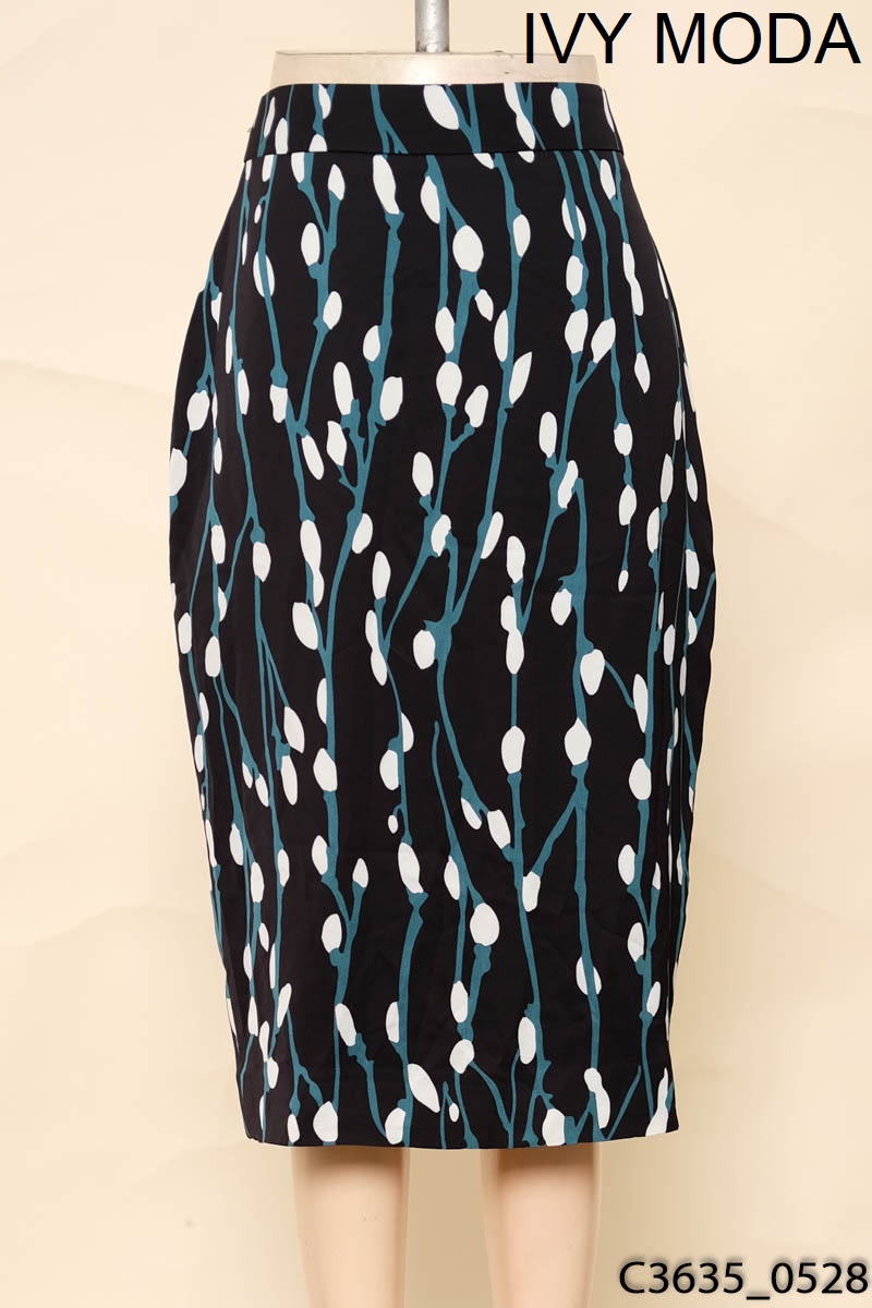 Chân váy đen hình xanh trắng IVY MODA