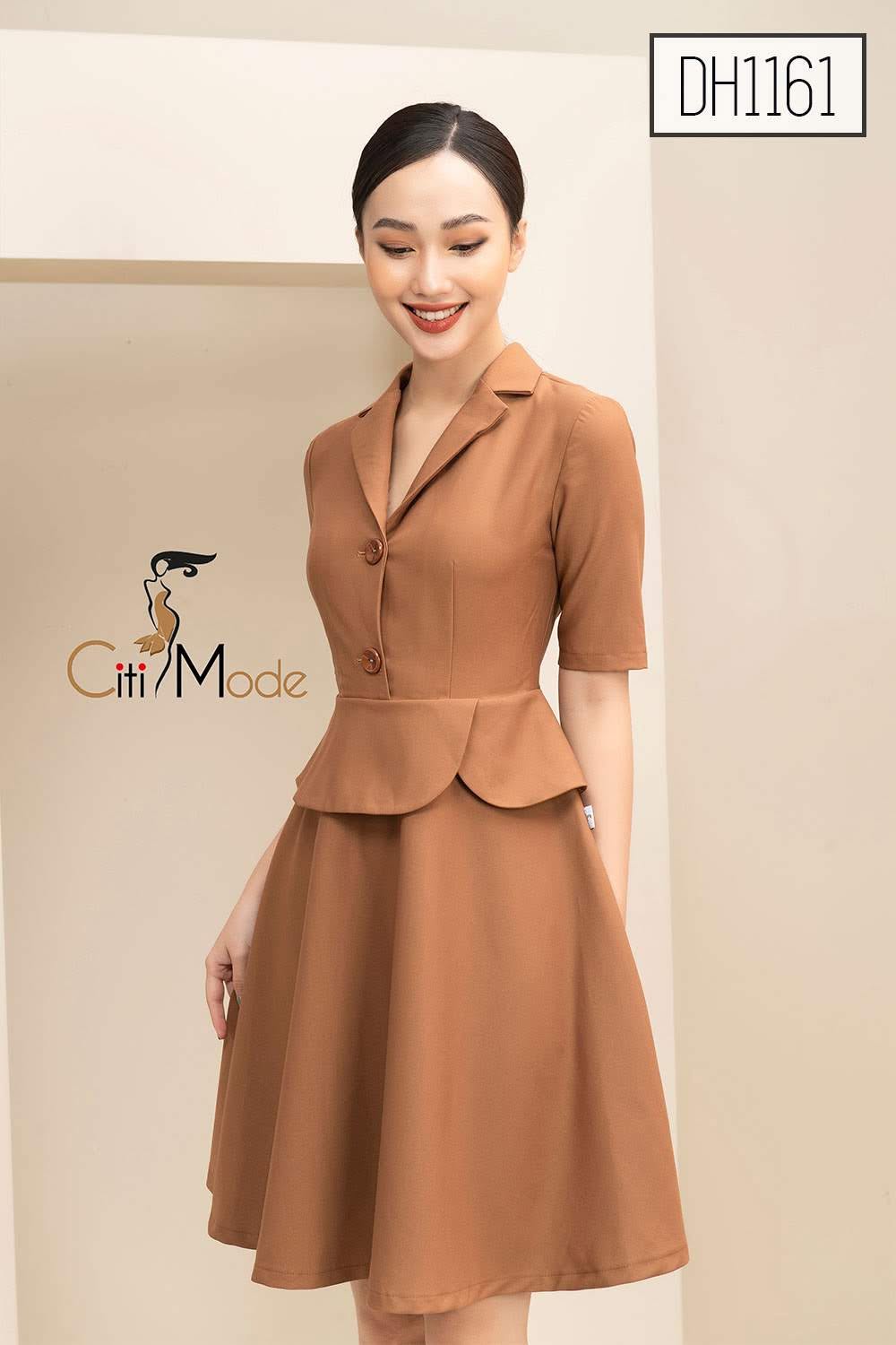 CITI MODE - Đầm nâu cổ vest