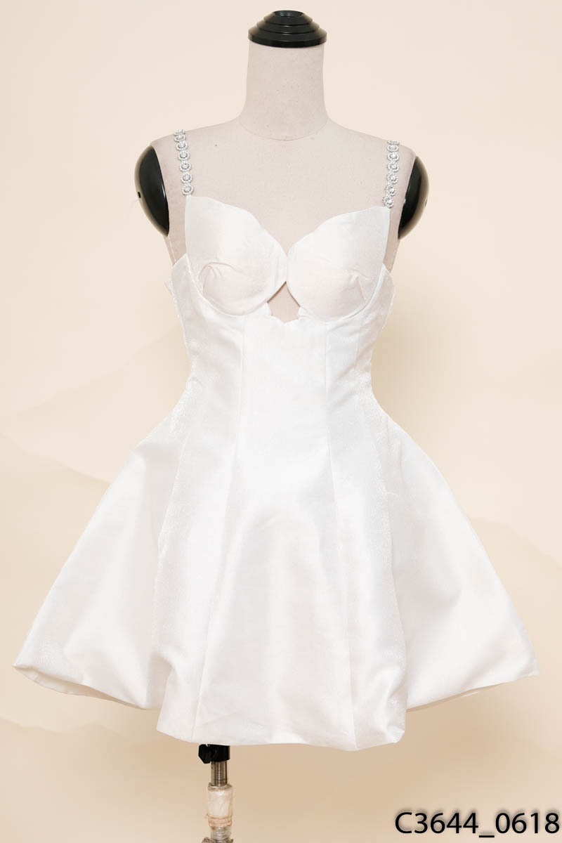 Đầm 2 dây ngọc trắng