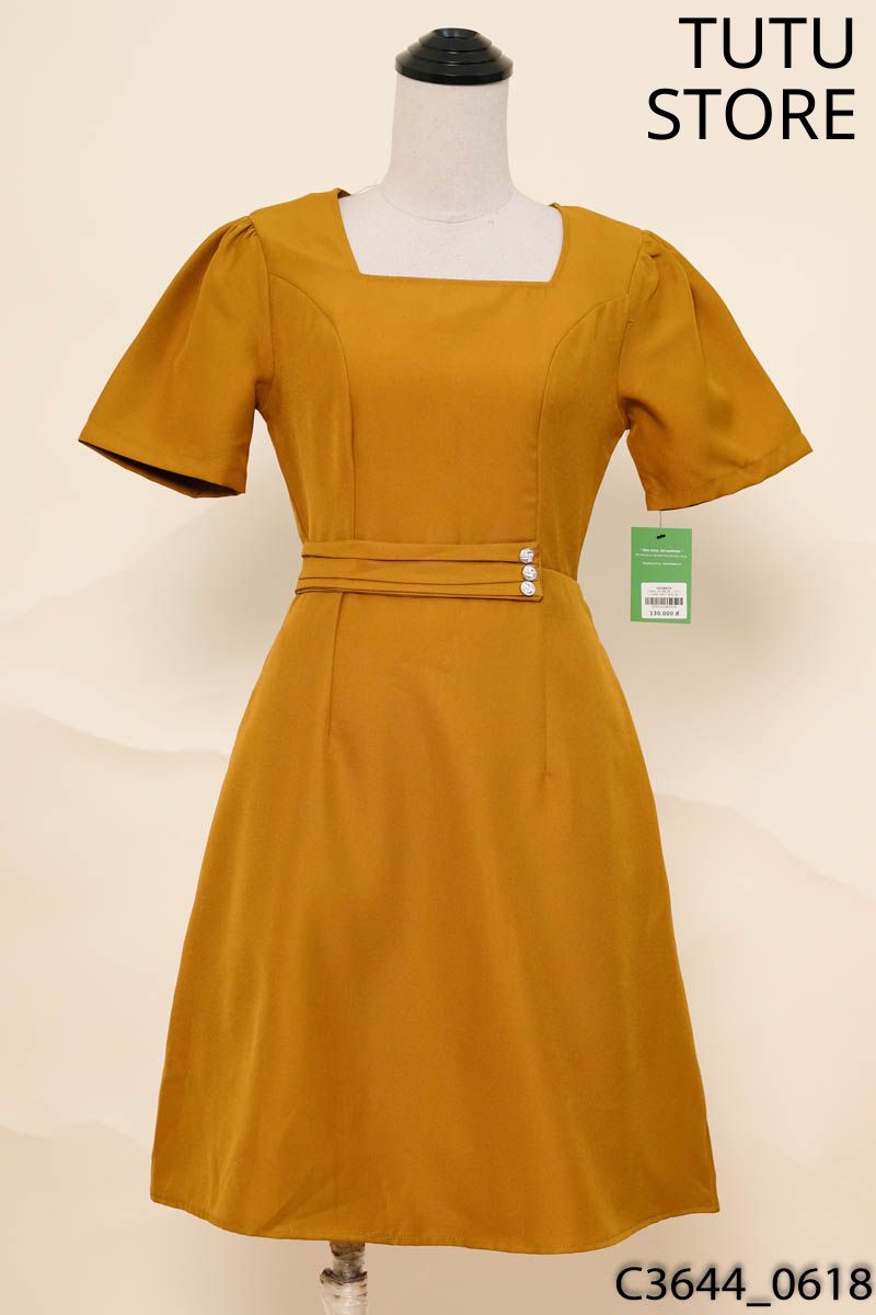 TUTU STORE- Đầm vàng rêu cúc bạc