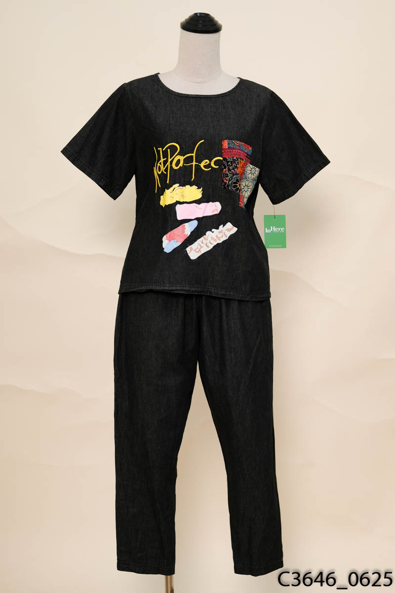 Set áo+quần dài đen xám