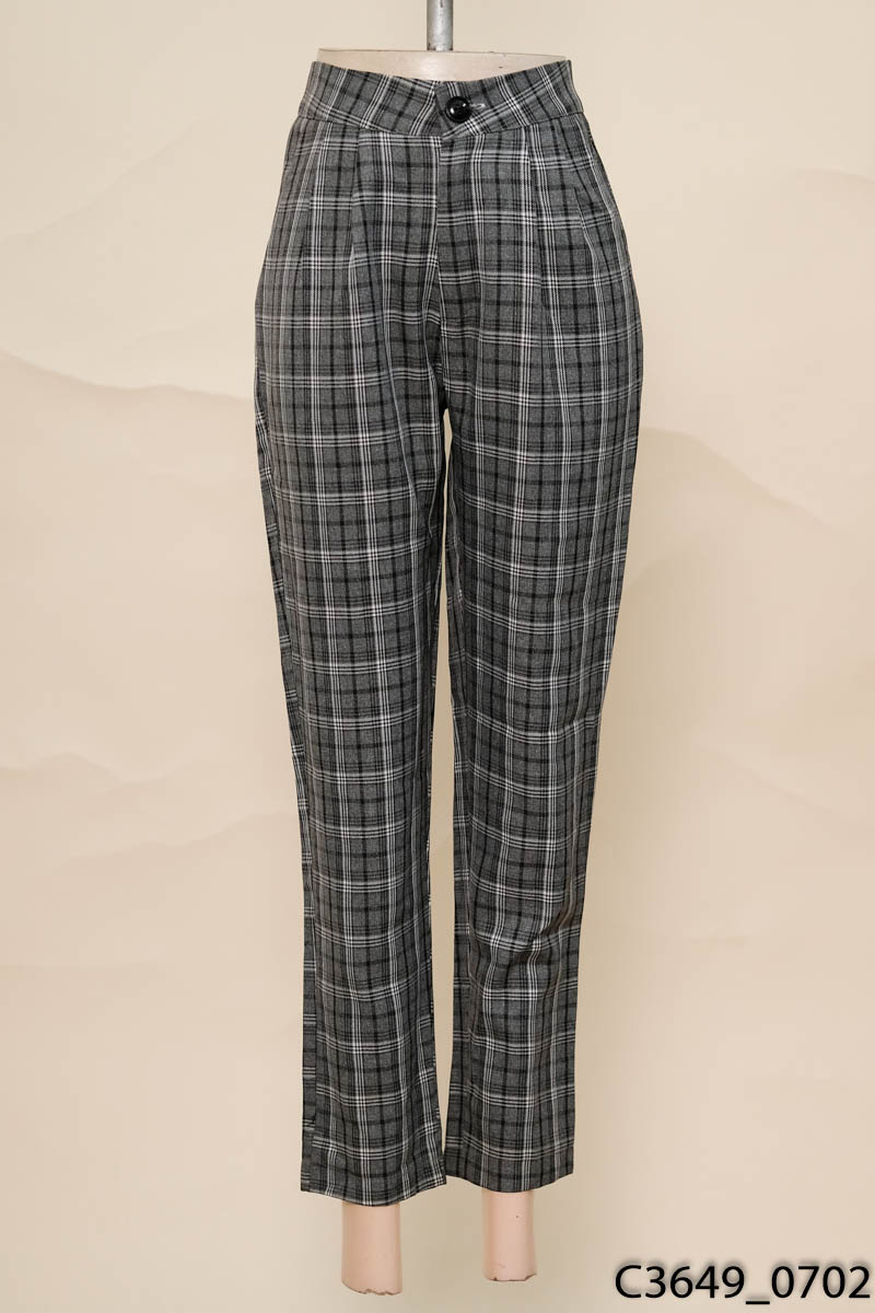 Quần kẻ xám baggy