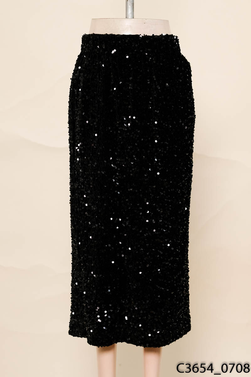 Chân váy sequin đen