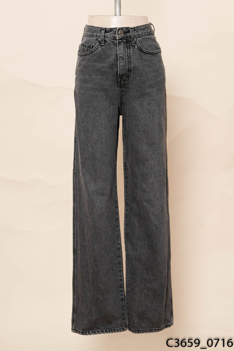 Quần jeans xám ống suông