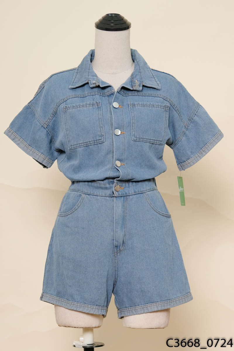 Jumpsuits jean xanh