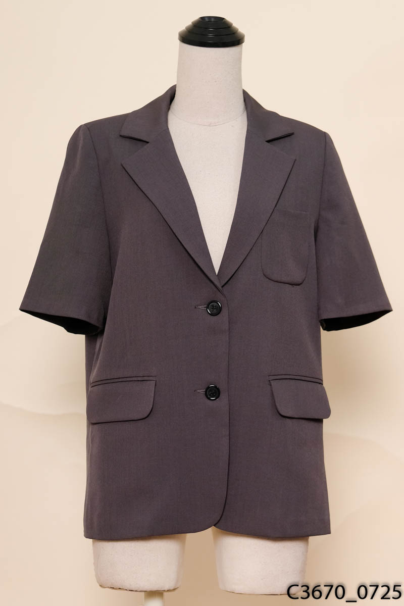 HUIEN DESIGN - Áo khoác vest xám cộc tay
