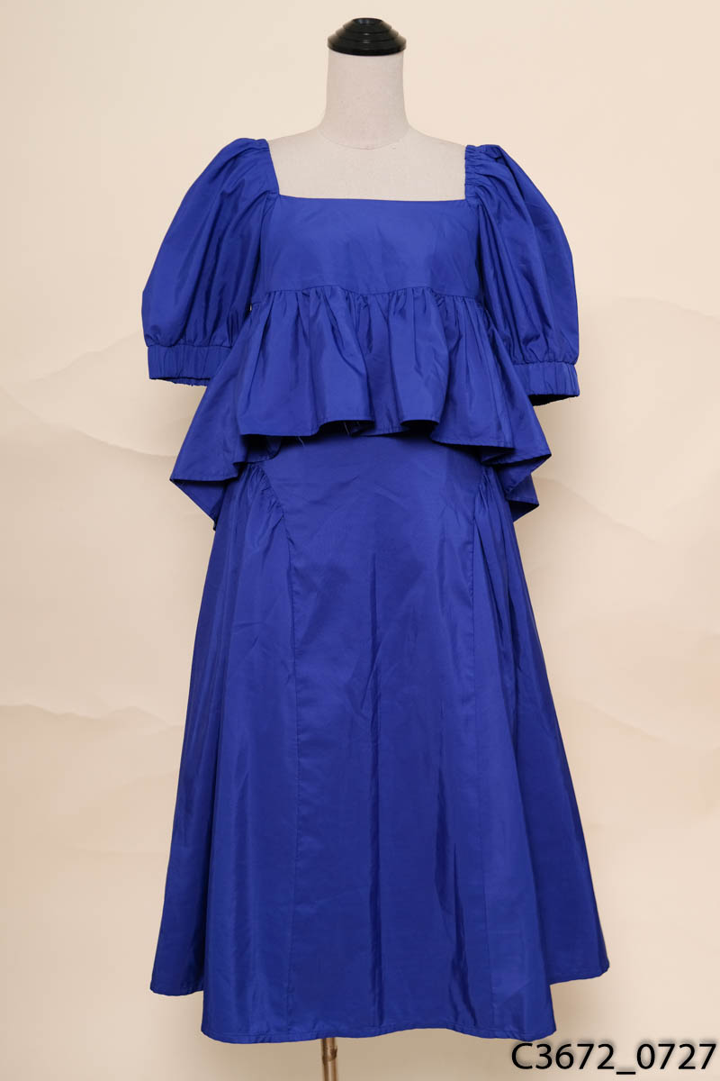 LAFMINAPPAREL - Set áo xanh cổ vuông + chân váy