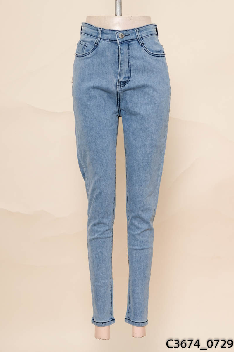 Quần jeans xanh cạp cao ống bó New Tags