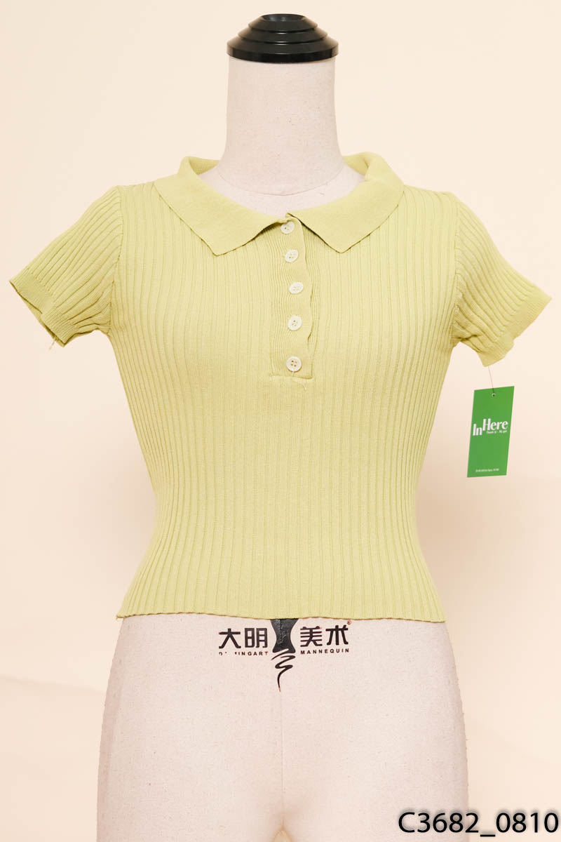 Áo polo xanh len cộc tay