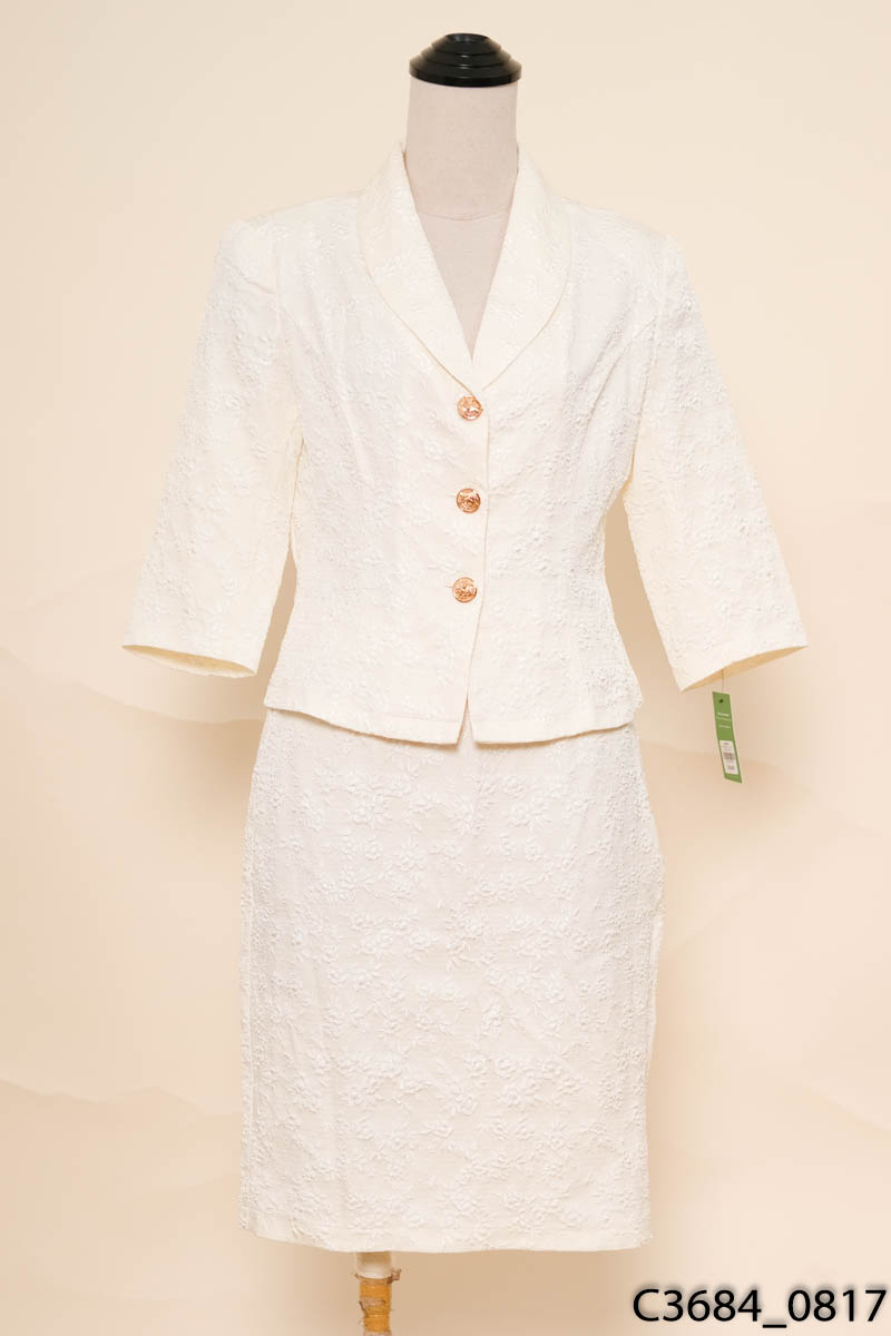Set áo be cổ vest + chân váy
