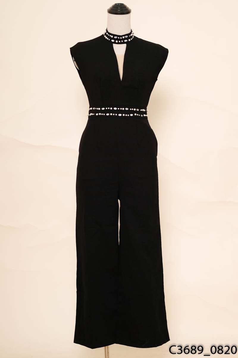 Jumpsuits đen sát nách đính đá New Tags