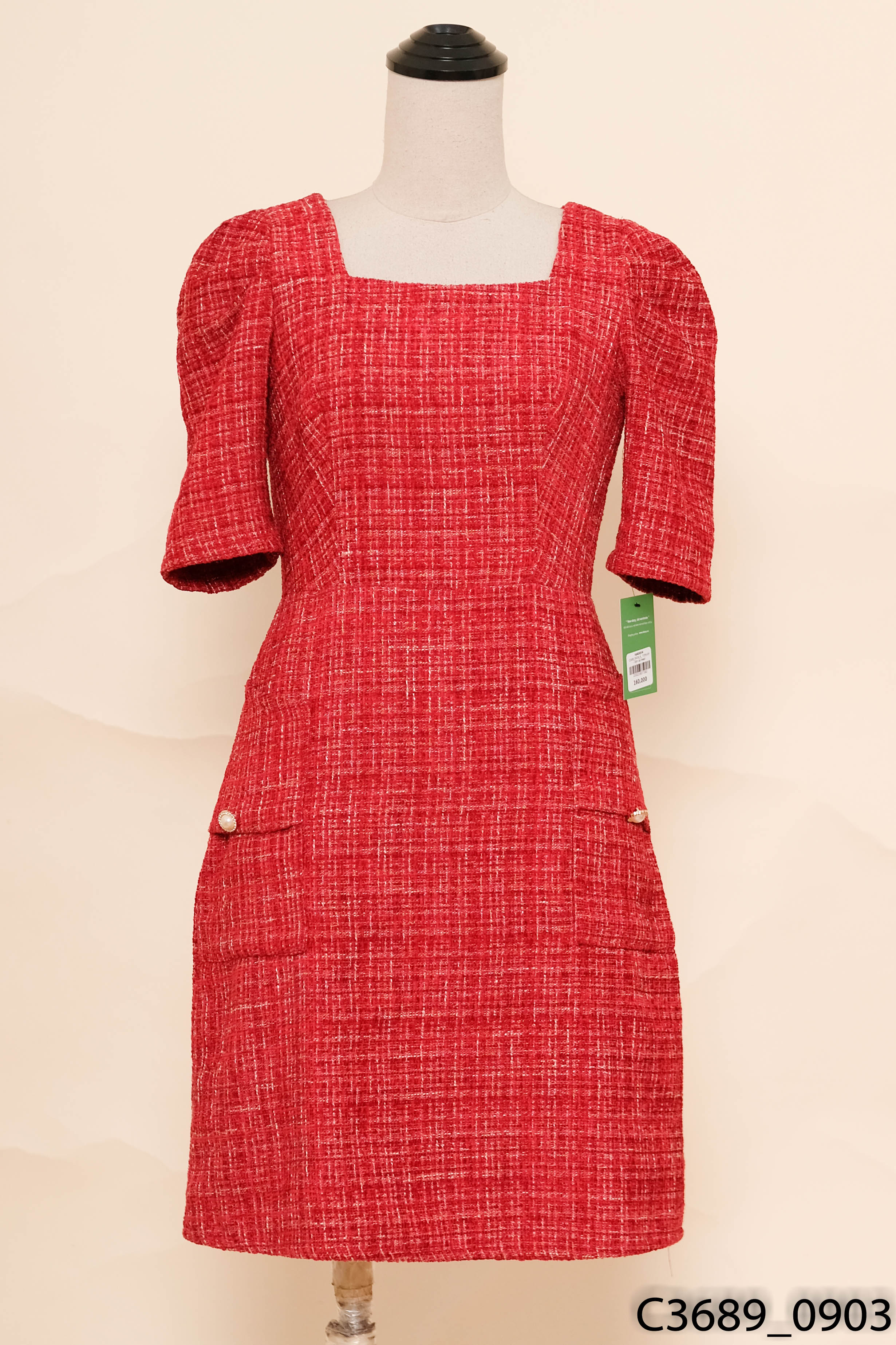 TOPSHOP - Đầm dạ tweed đỏ